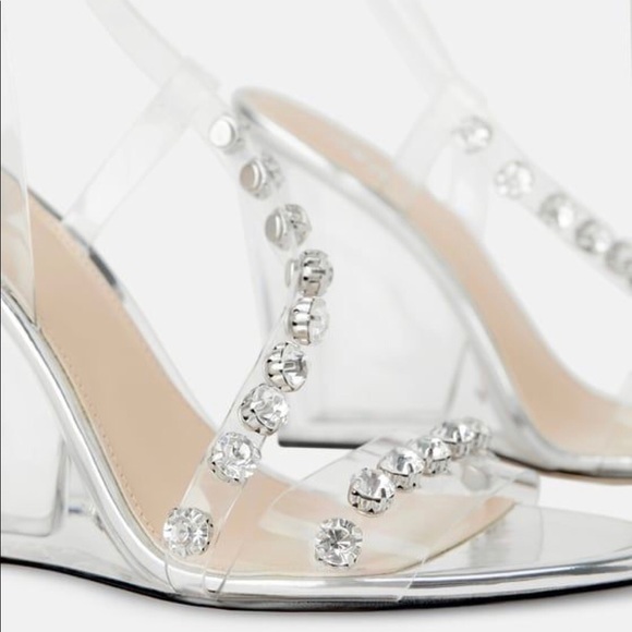Zara Shoes Zara Clear Embellished Wedge Sandals Size 6 Poshmark